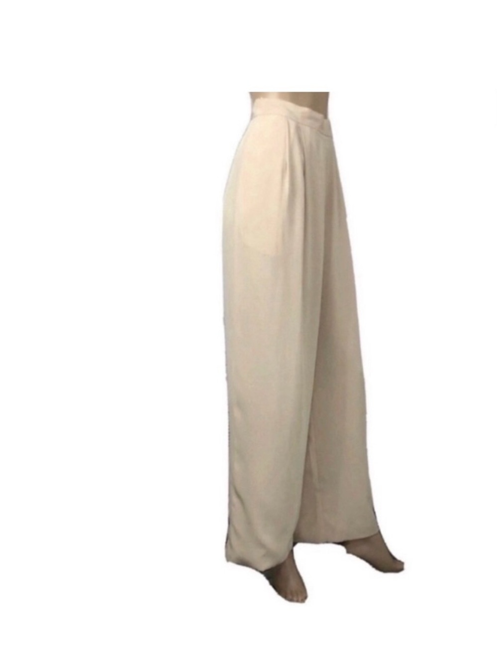 Niteline Cream Wide-Leg High Waist Trousers